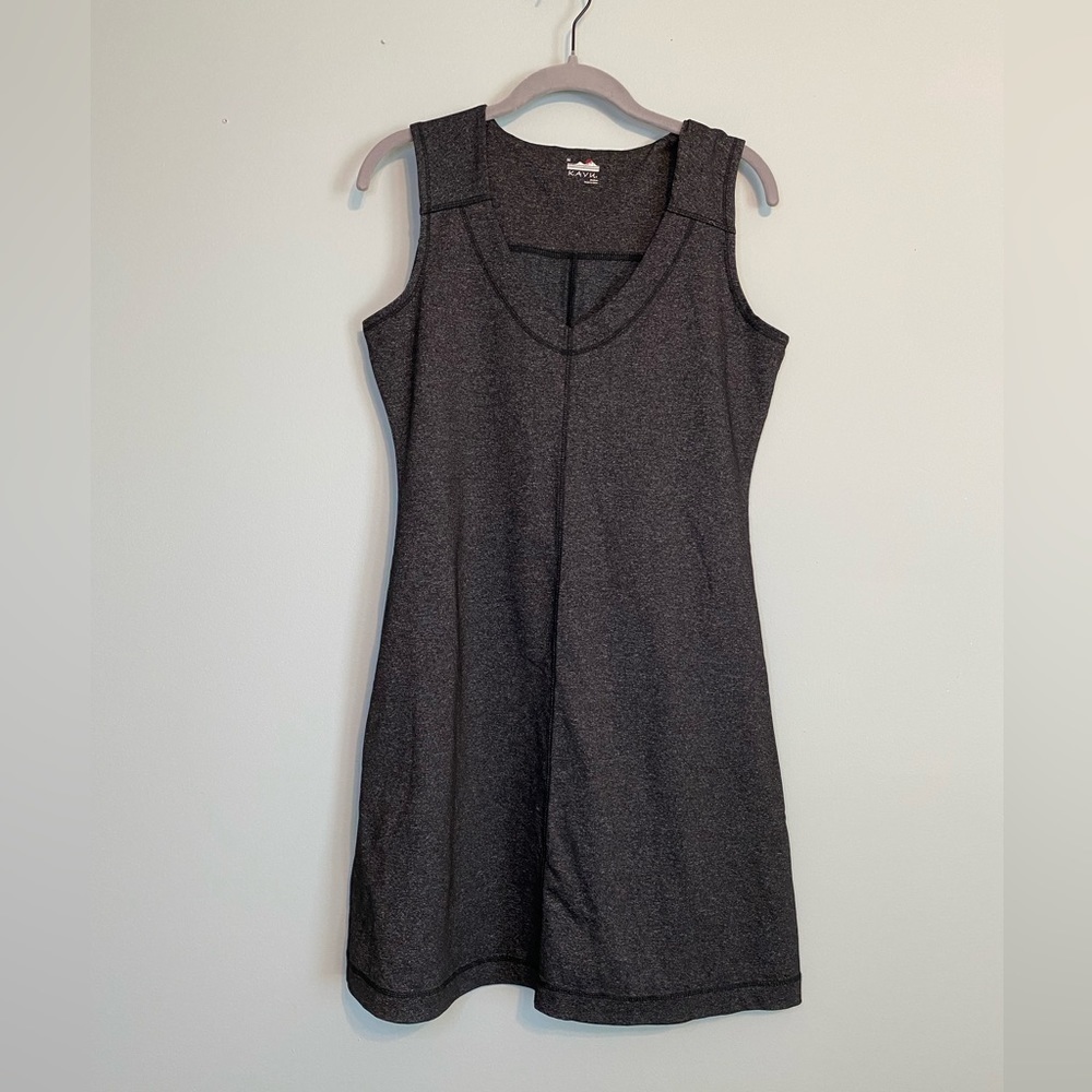 Kavu Athletic V-Neck Tank Dress, Charcoal Heather Gray, Size Medium